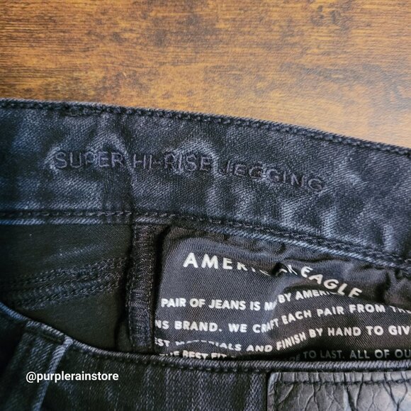 American Eagle Jeans 2 R Jegging Super Hi Rise 360 Next Level Stretch Black Wash - Picture 5 of 12